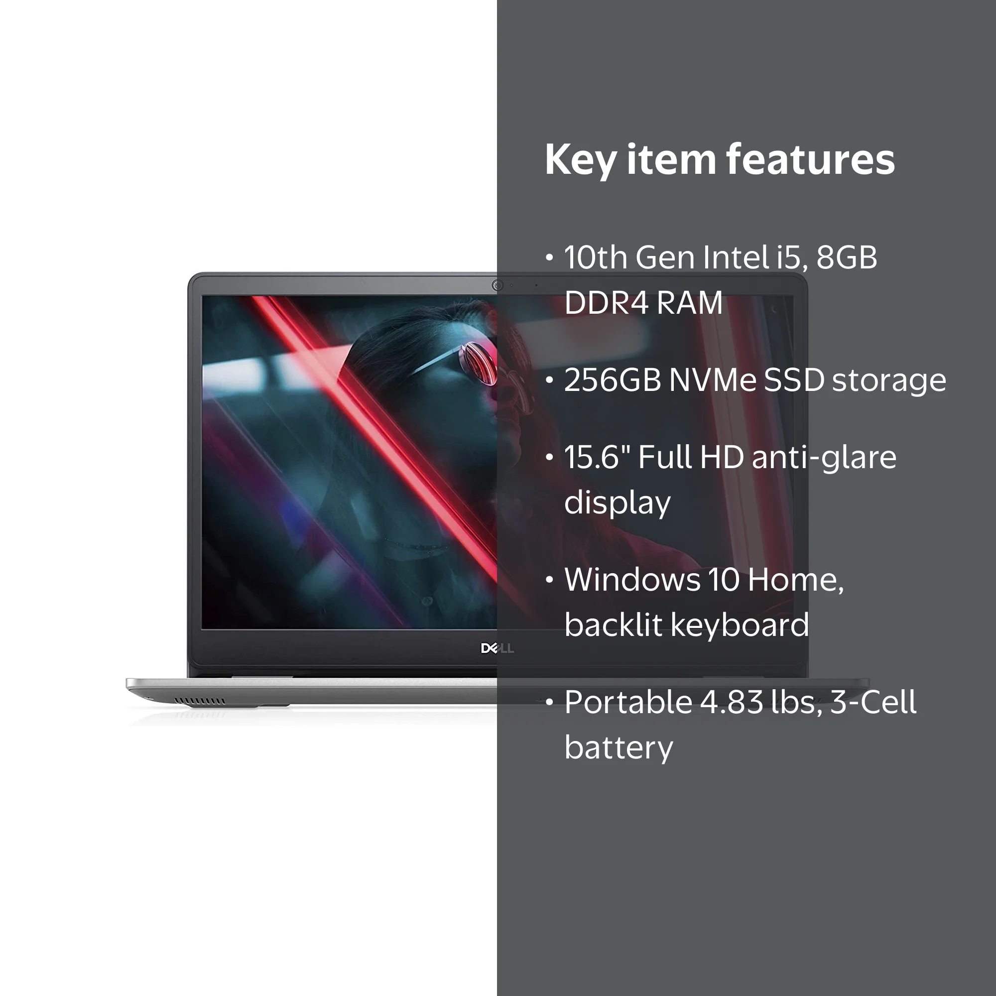 Dell Inspiron 15 Laptop, 10th Gen Core i5, 256GB SSD, 8GB RAM