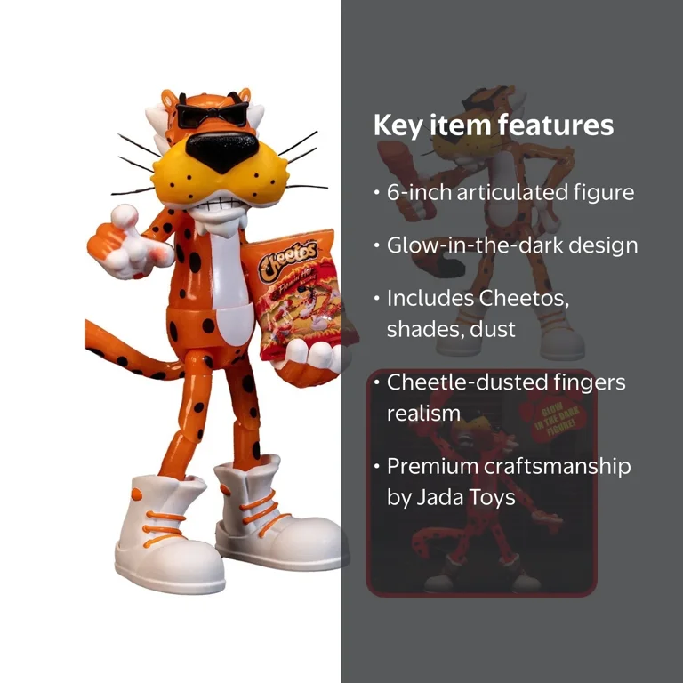 Jada Toys Cheetos Chester Cheetah Action Figure 6‚Äù Glow in the
