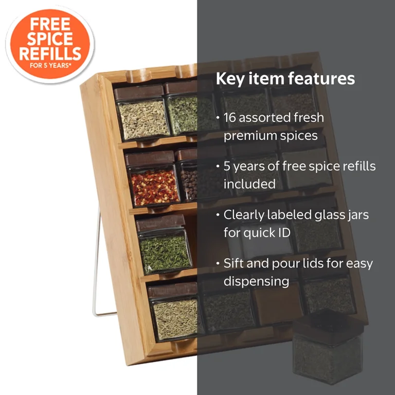 Kamenstein 16 Cube Bamboo Inspirations Spice Rack - Walmart.com