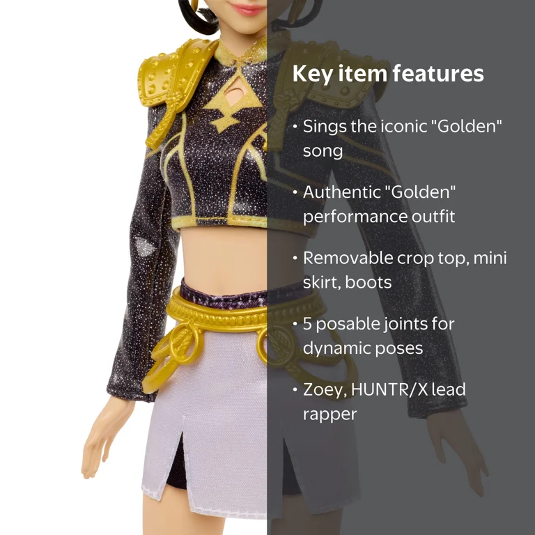 KPop Demon Hunters HUNTR/X Zoey “Golden” Singing Doll in Removable
