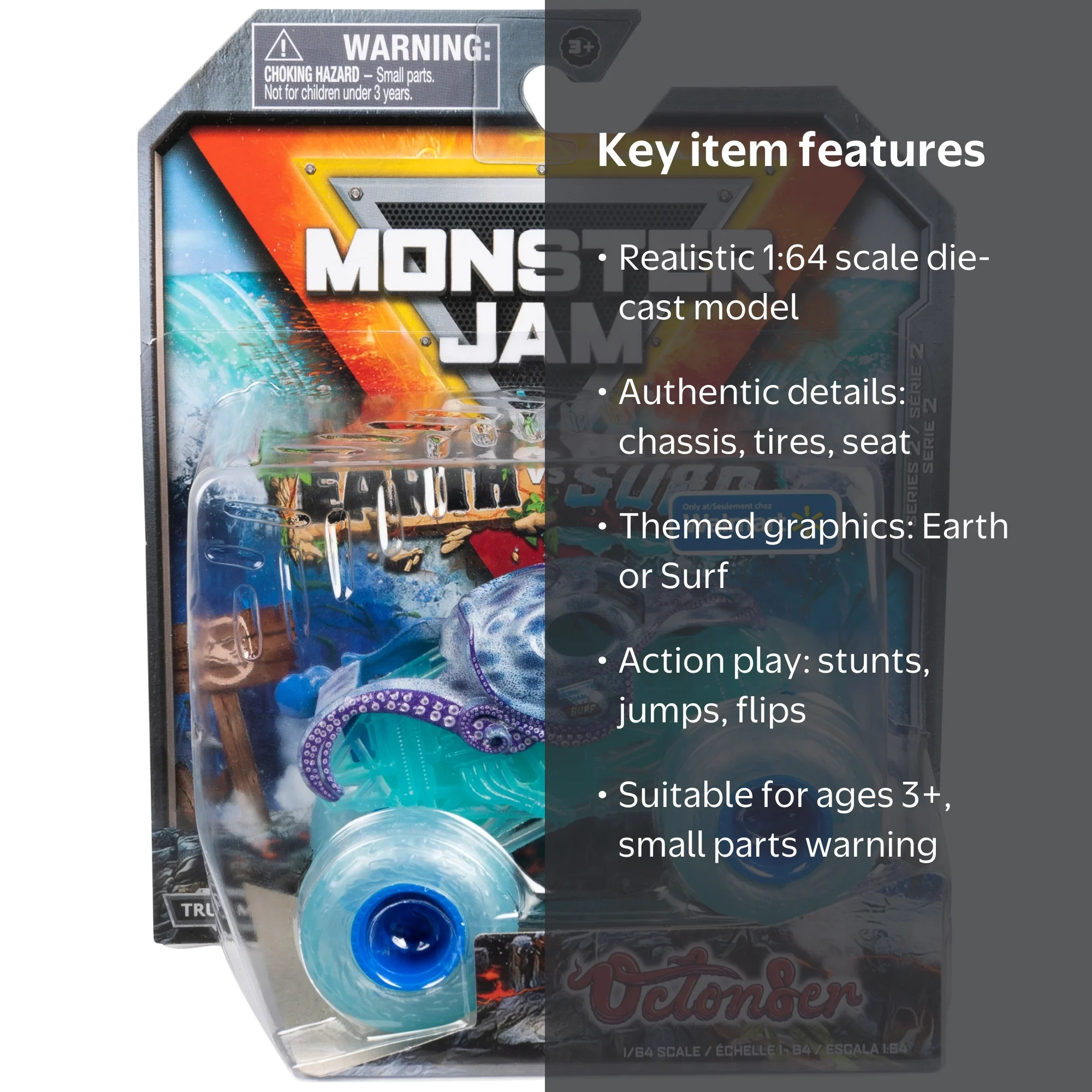 Monster Jam, Official Earth Vs. Surf Octon8er 1:64 Scale Die-Cast