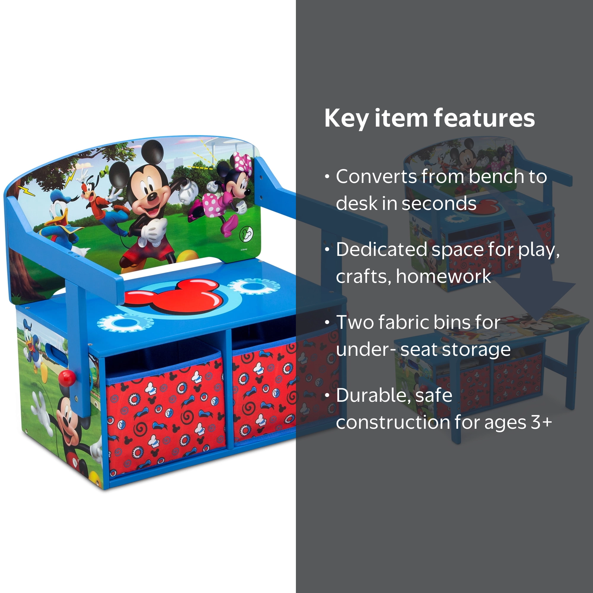 Mickey゜o゜２セット Disney Mickey Mouse 2-in-1 Activity Bench and Desk by Delta