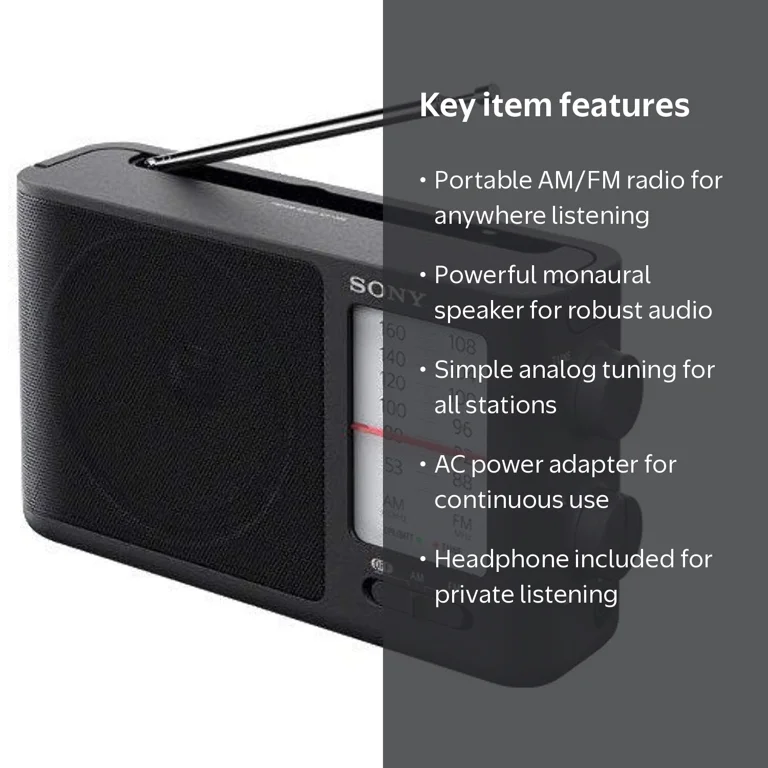 ラジオ・コンポ SONY ICF-506 Sony, Analog Tuning Portable FM and AM Radio, Black - Walmart.com