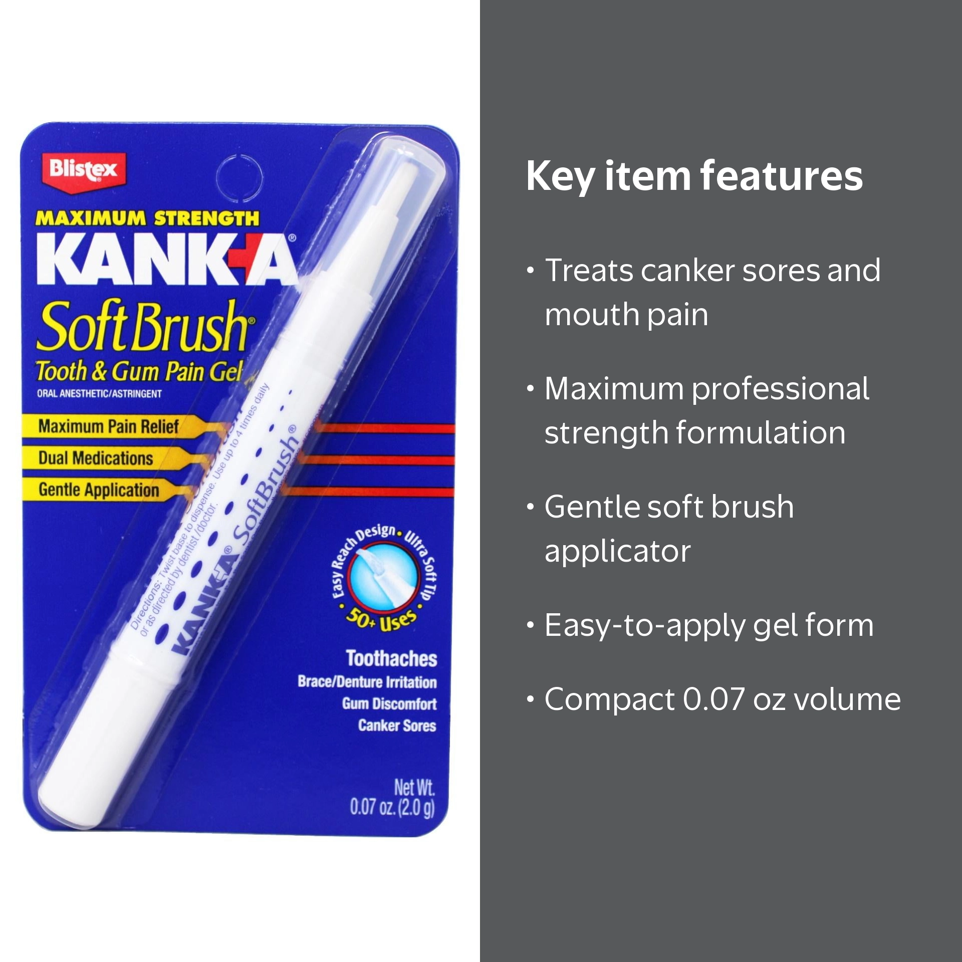 Kank-A Max Strength Soft Brush Pain Gel for Teeth, Gums, Dentures