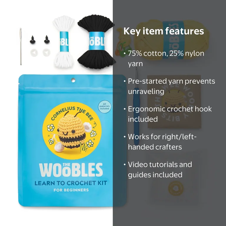 The Woobles Beginner Crochet Amigurumi Kits - Bee - Walmart.com