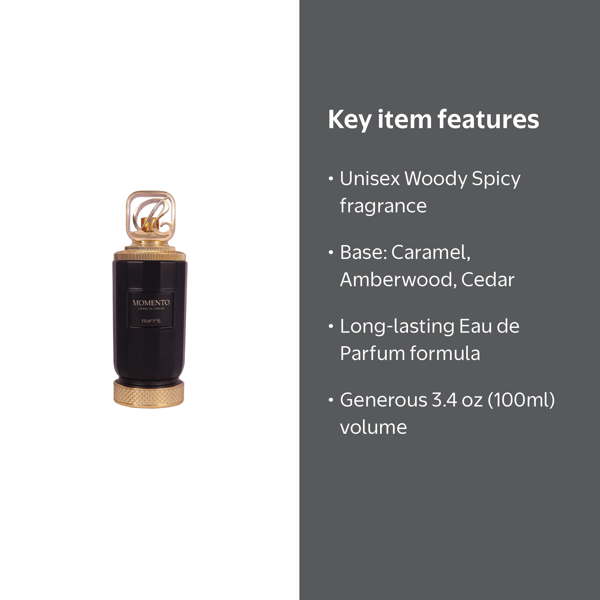Riiffs Unisex Momento EDP Spray 3.4 oz Fragrance, Woody Spicy