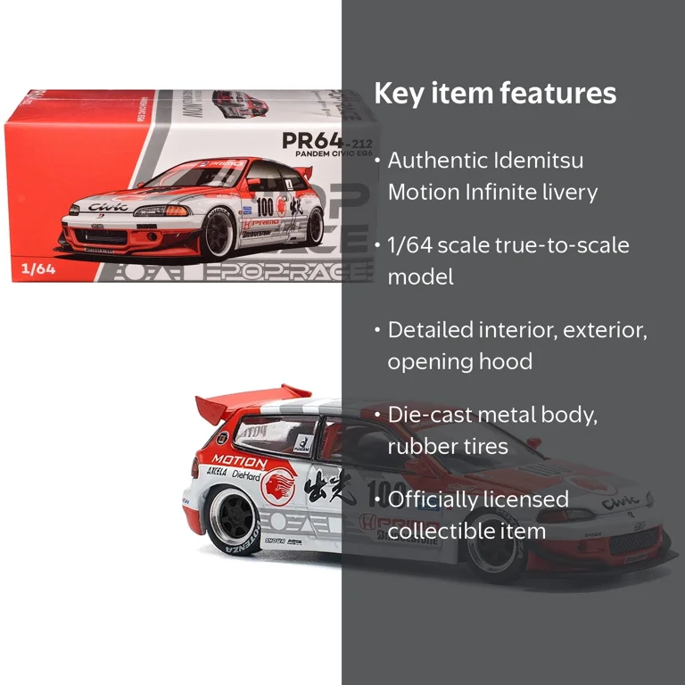 Pop Race, Die Cast Model Car, Pandem Civic EG6 V1.5 RHD #100