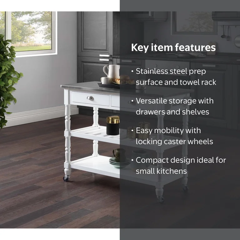 Convenience Concepts French Country 3 Tier Stainless Steel Kitchen