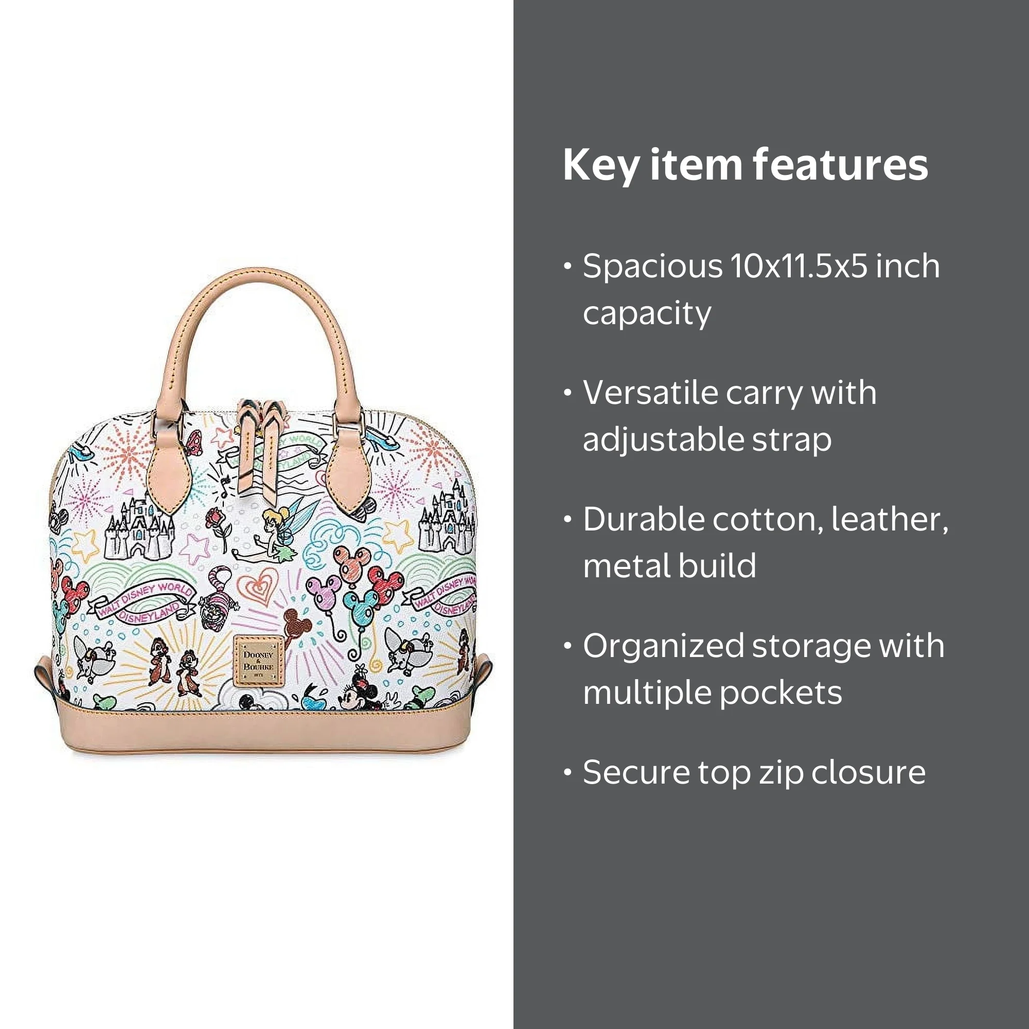 Dooney & Bourke Backpack 2021 White Disney Parks Sketch 20 BSKTCP968 WHVC PHOTOS: Ten New Styles of Disney Sketch Bags by Dooney  main image 3