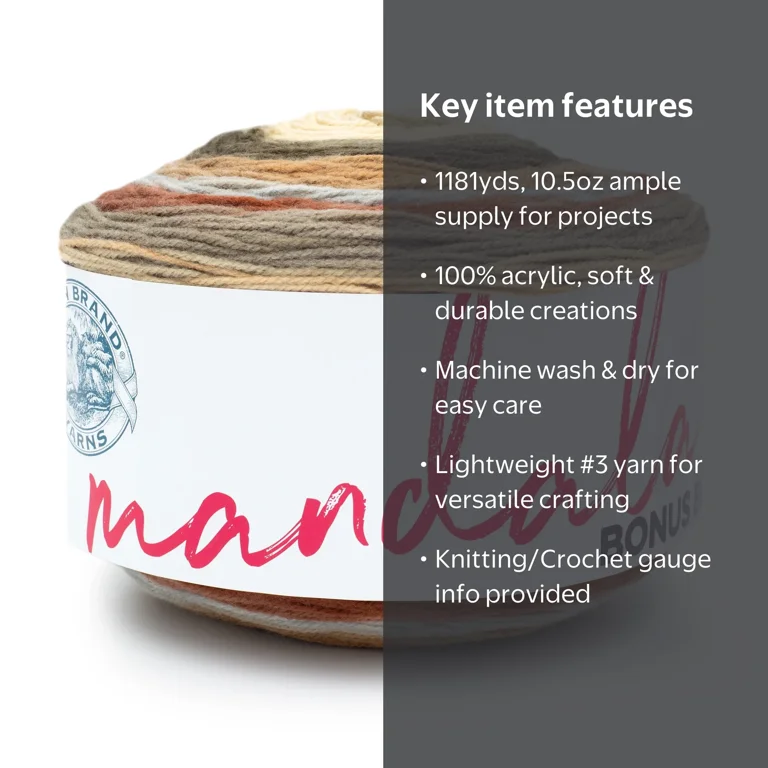 Lion Brand Yarn Mandala Bonus Bundle Cyclops 125-253D Acrylic&nbsp