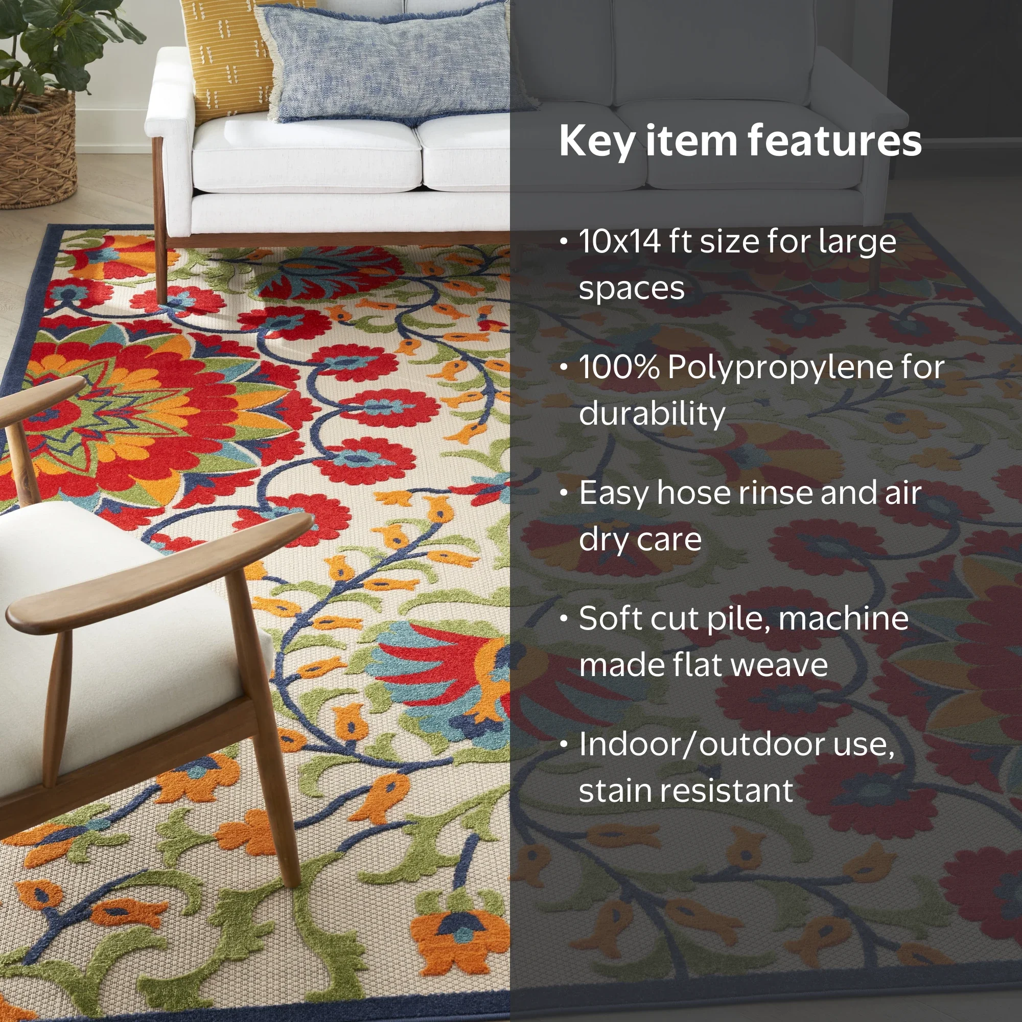 Nourison Aloha Indoor/Outdoor Red/Multi 10' x 14' Area Rug, (10x14