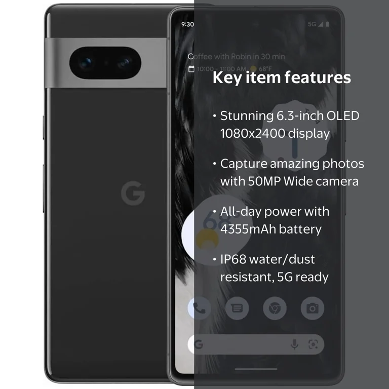Google Pixel 7 Obsidian 128 GB その他 Google Pixel 7 Smartphone, 128 GB, 6.3