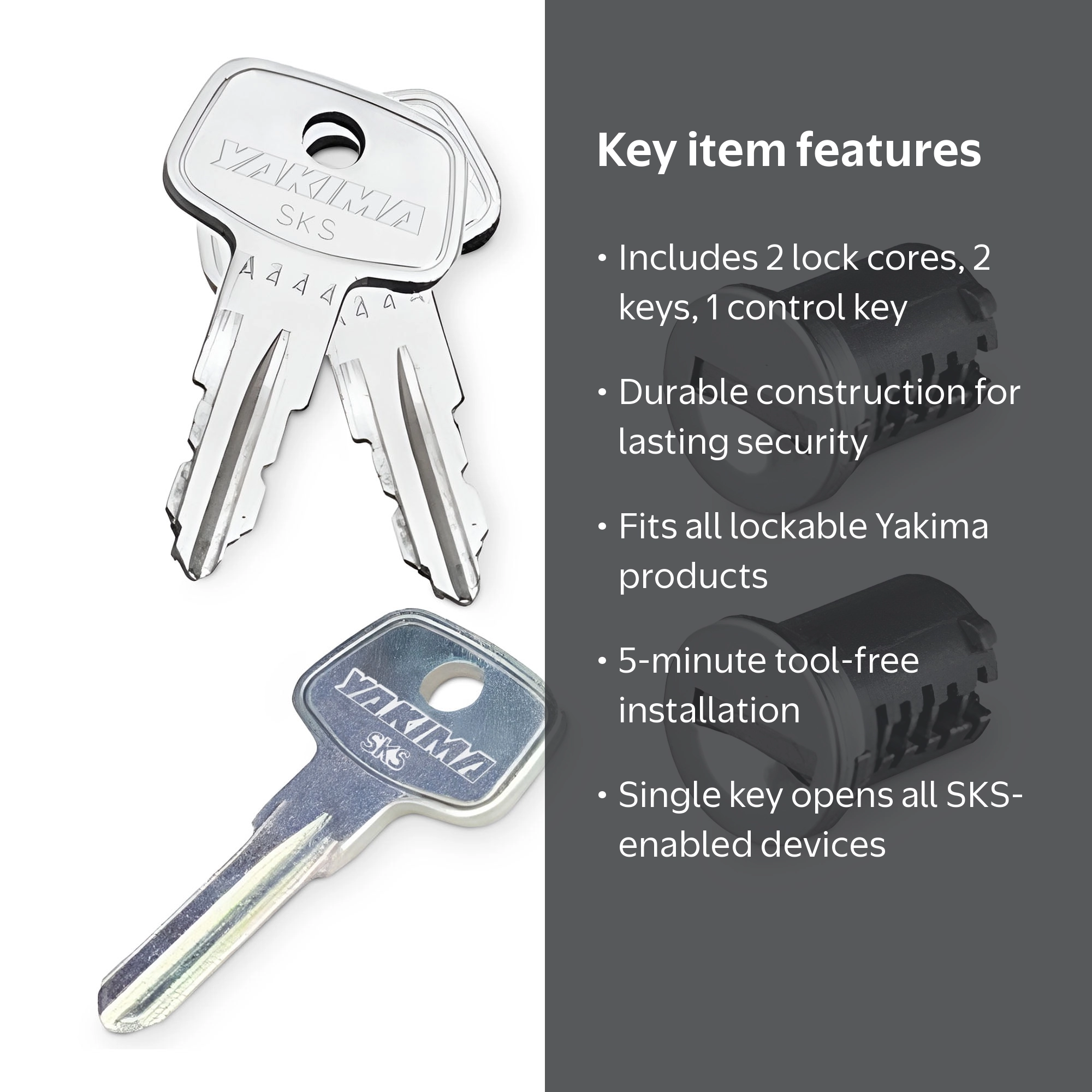 Yakima Car Rack System Component SKS Lock Core Kit with Key (2