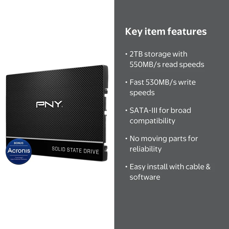 Free Shipping! PNY 2TB SATA-III SSD Complete Upgrade Kit with