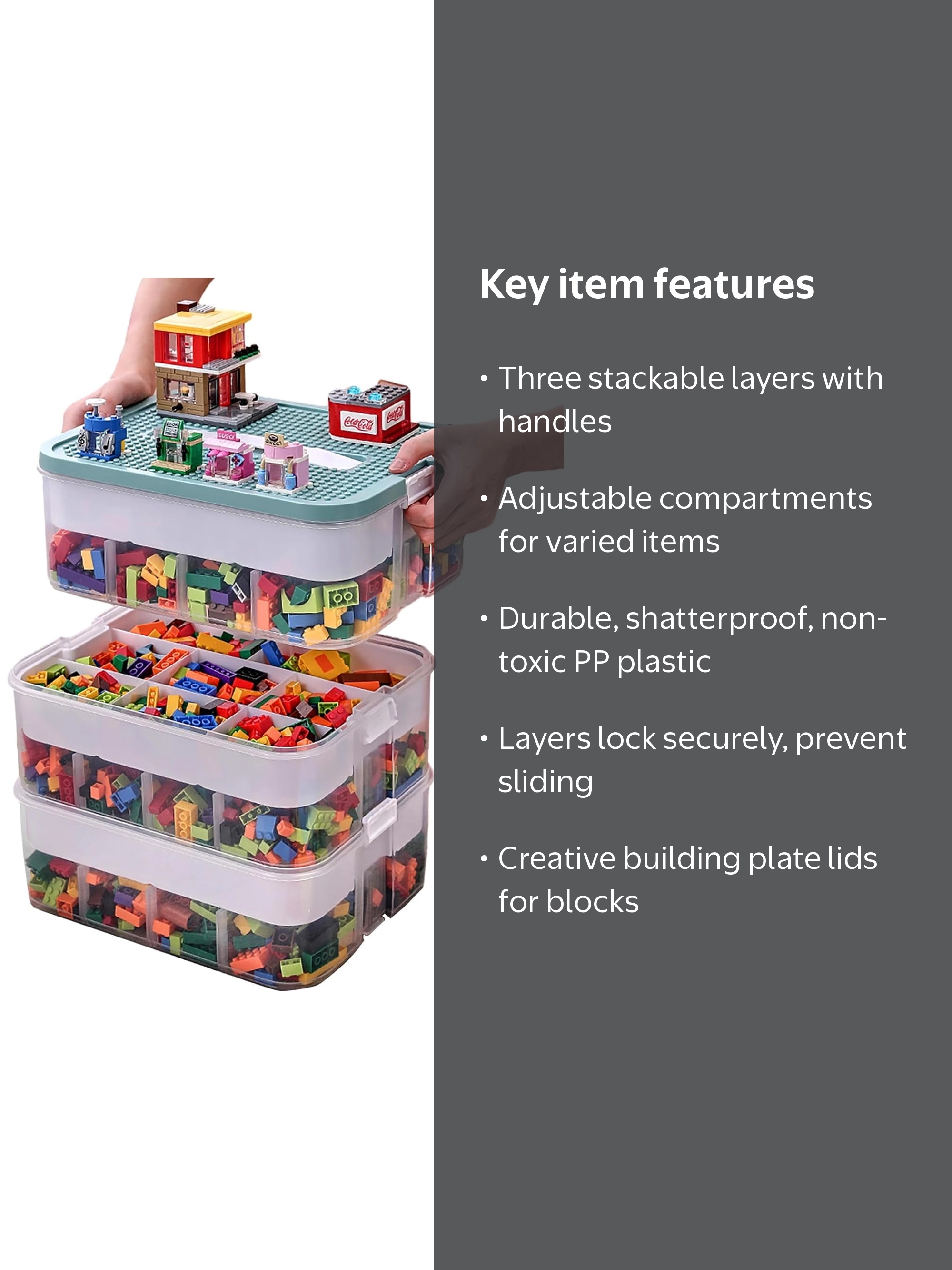 WillingHeart Plastic Toy Storage Box, Stackable Bins with Lids