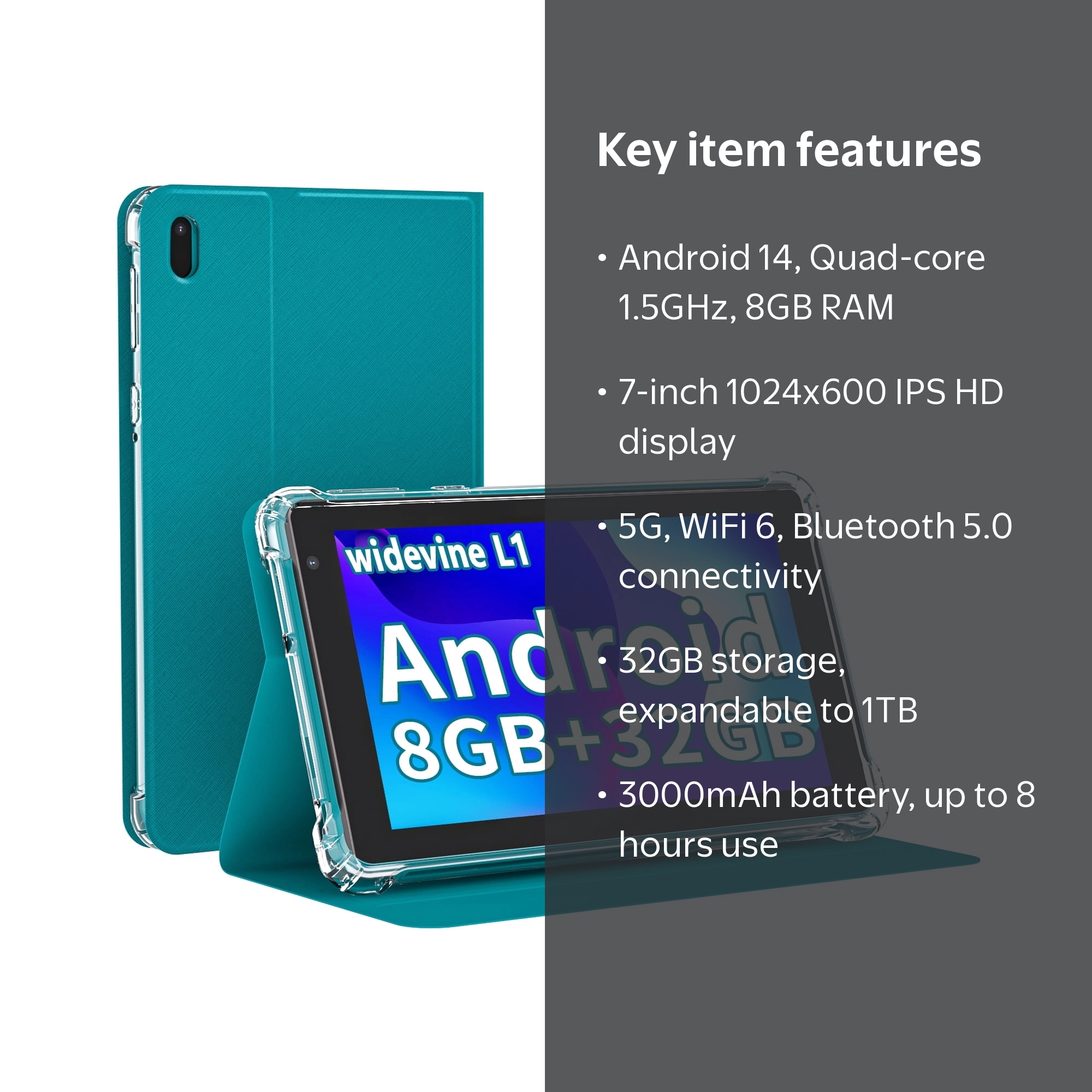 ATOZEE, Android Tablet, 7 Inch, Blue, 8GB+32GB+1024GB Expand