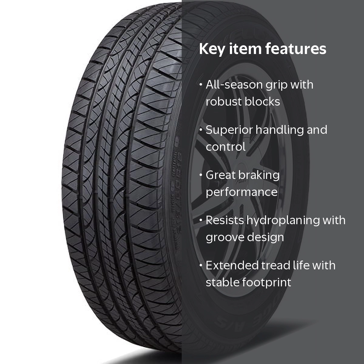 Kelly Edge A/S 225/55R17 97V All-Season Passenger Tire with 55,000
