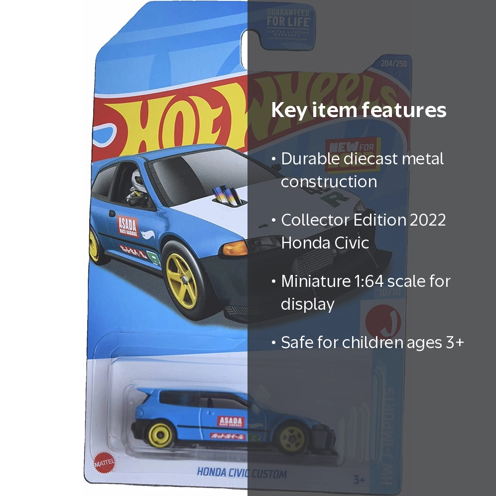 Hot Wheels, Diecast Toy Car, Honda Civic Custom HW J-Imports 204
