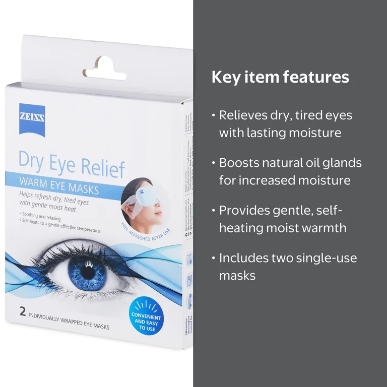 ZEISS Dry Eye Relief Warm Compress Heated Eye Masks, 2 Pack