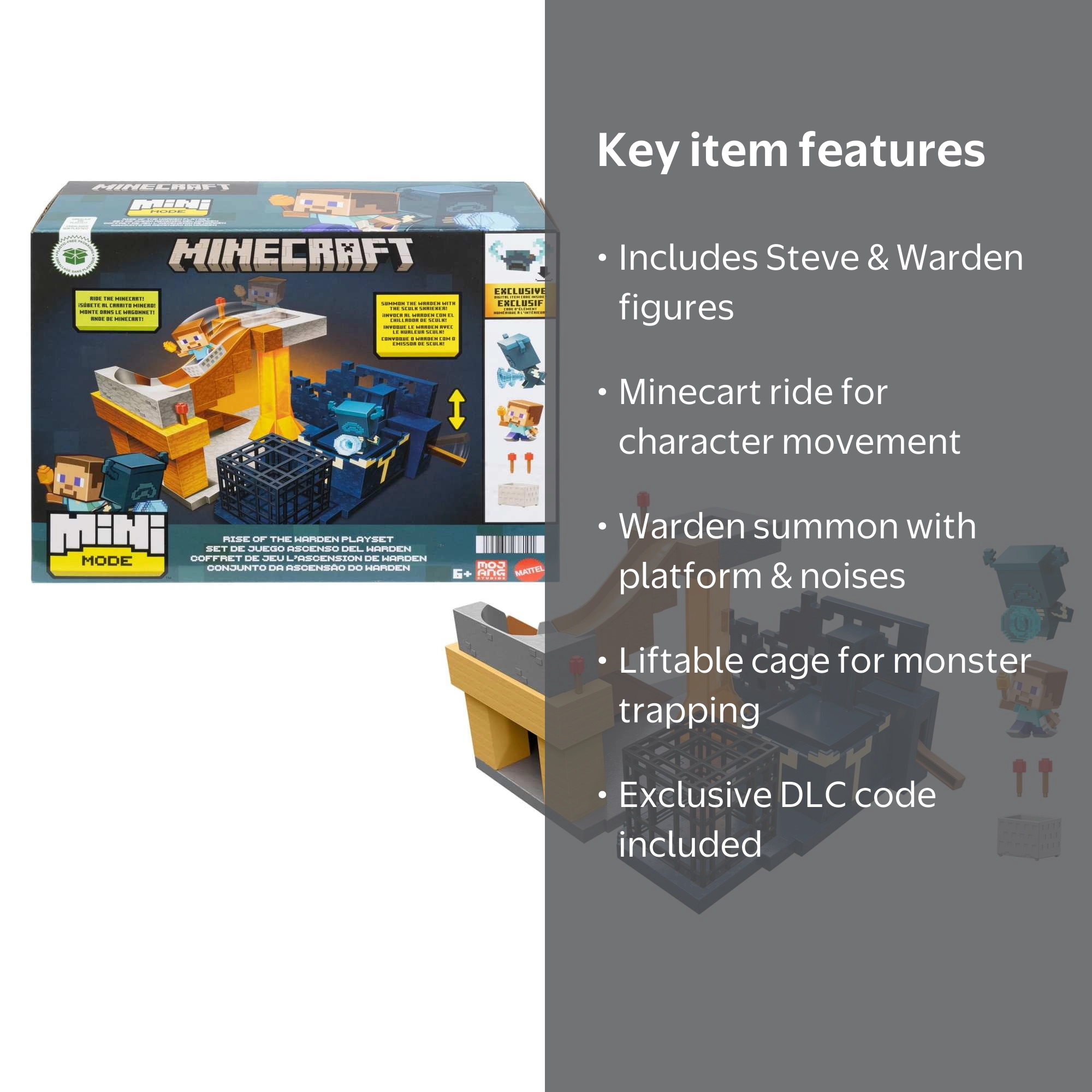 Minecraft Mini Mode Rise of the Warden Playset, 2 Minis, Steve