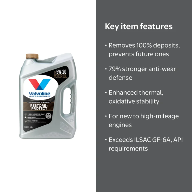 Valvoline, Full Synthetic Motor Oil, 5W-20, 5 QT, Meets ILSAC GF