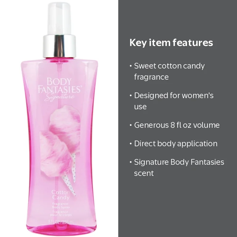 Body Fantasies, Fragrance Body Spray, Cotton Candy 8 oz, Women
