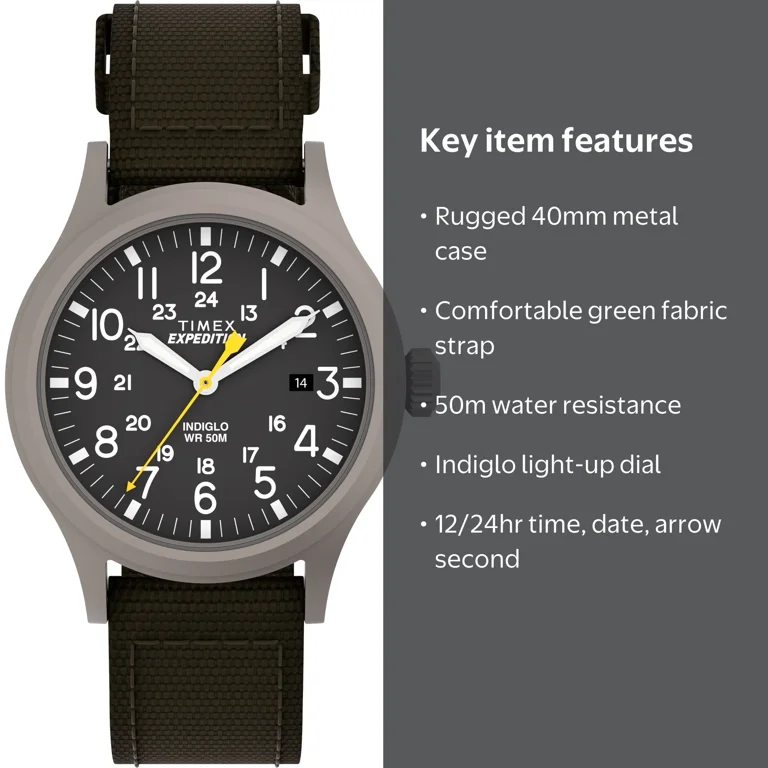 Timex T49961WX Expedition Light Tactical Watch Green Fabric Strap