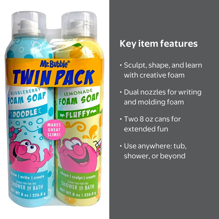 5 pack) Mr. Bubble Foam Soap Twin Pack, Rotating Colors and Scents