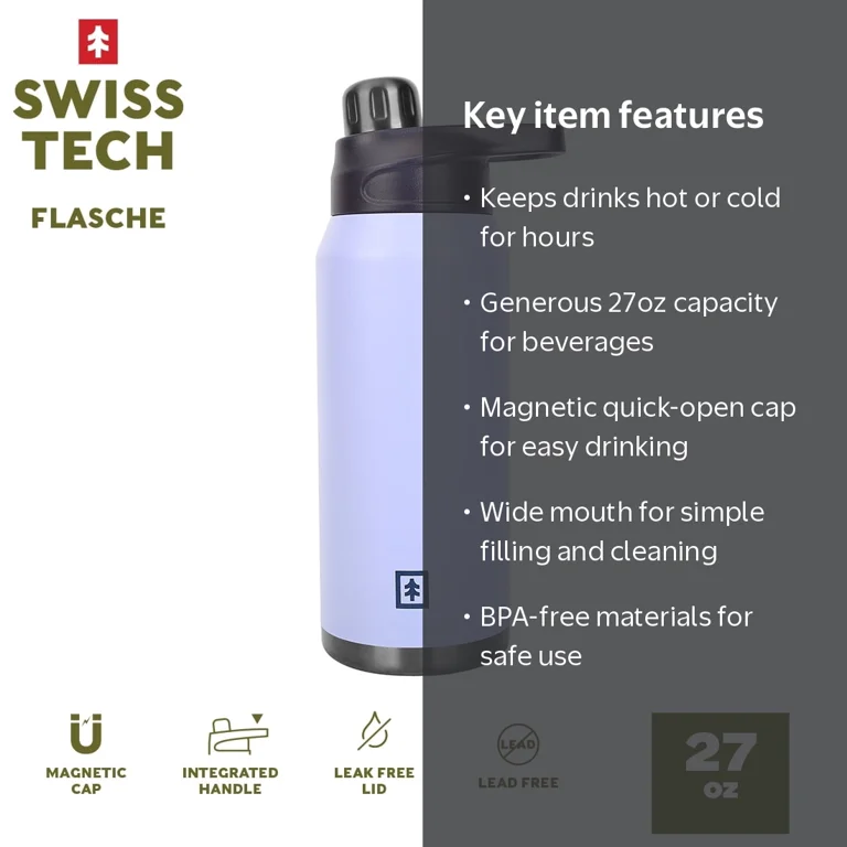 Swiss Tech Flasche 27 oz Stainless Steel Water Bottle with