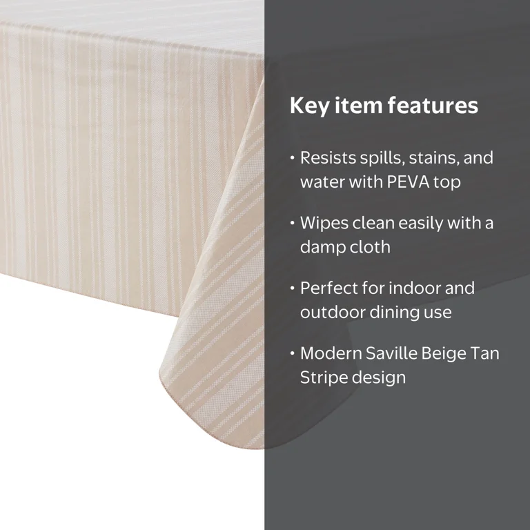 Mainstays PEVA Everyday, Indoor & Outdoor Tablecloth 60