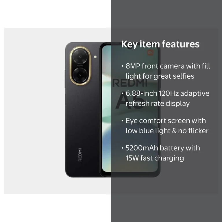 Redmi A5 4G 64GB ROM 3GB RAM Dual SIM GSM Unlocked - Black