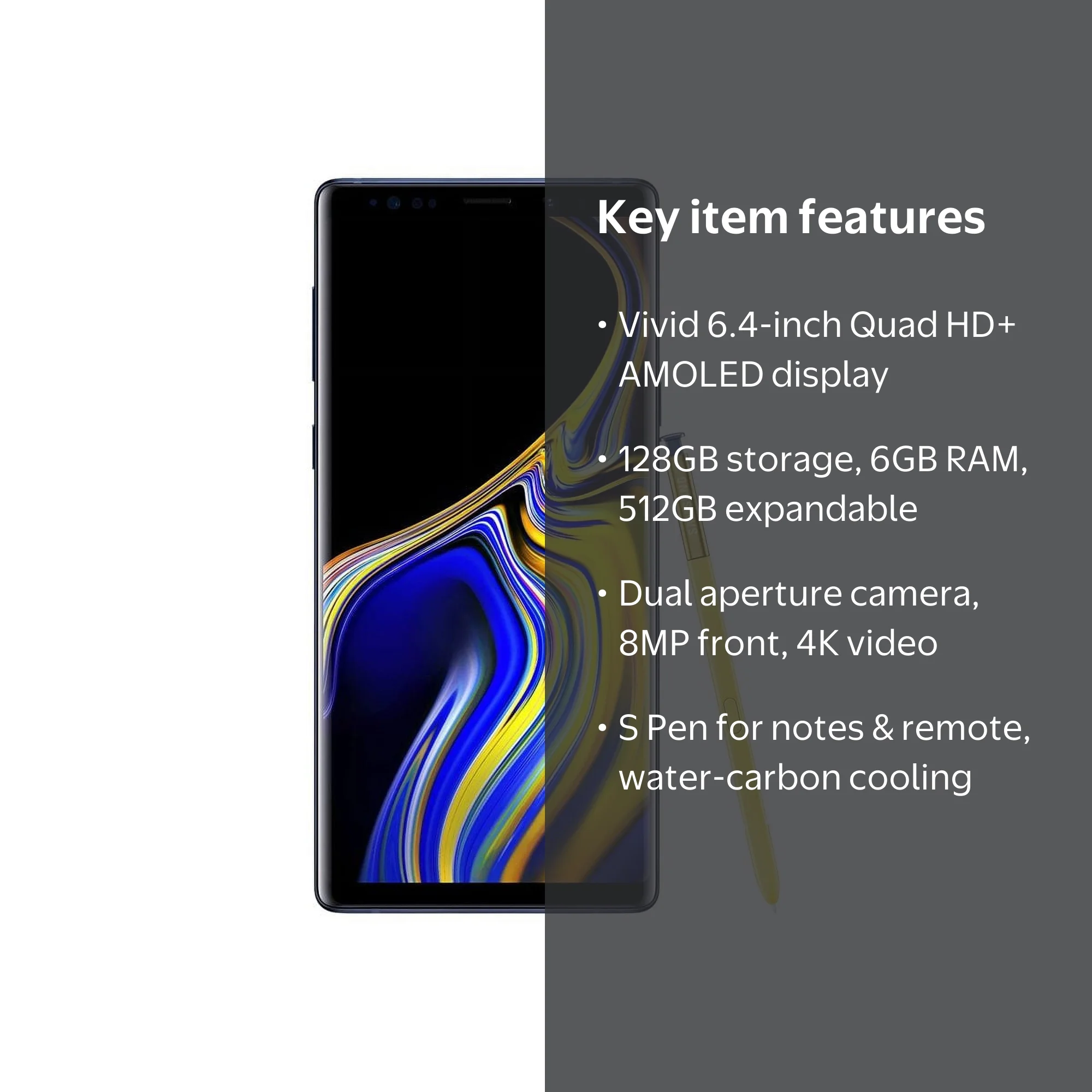 SAMSUNG Galaxy Note 9 Unlocked Smartphone, 128GB, Cell Phones