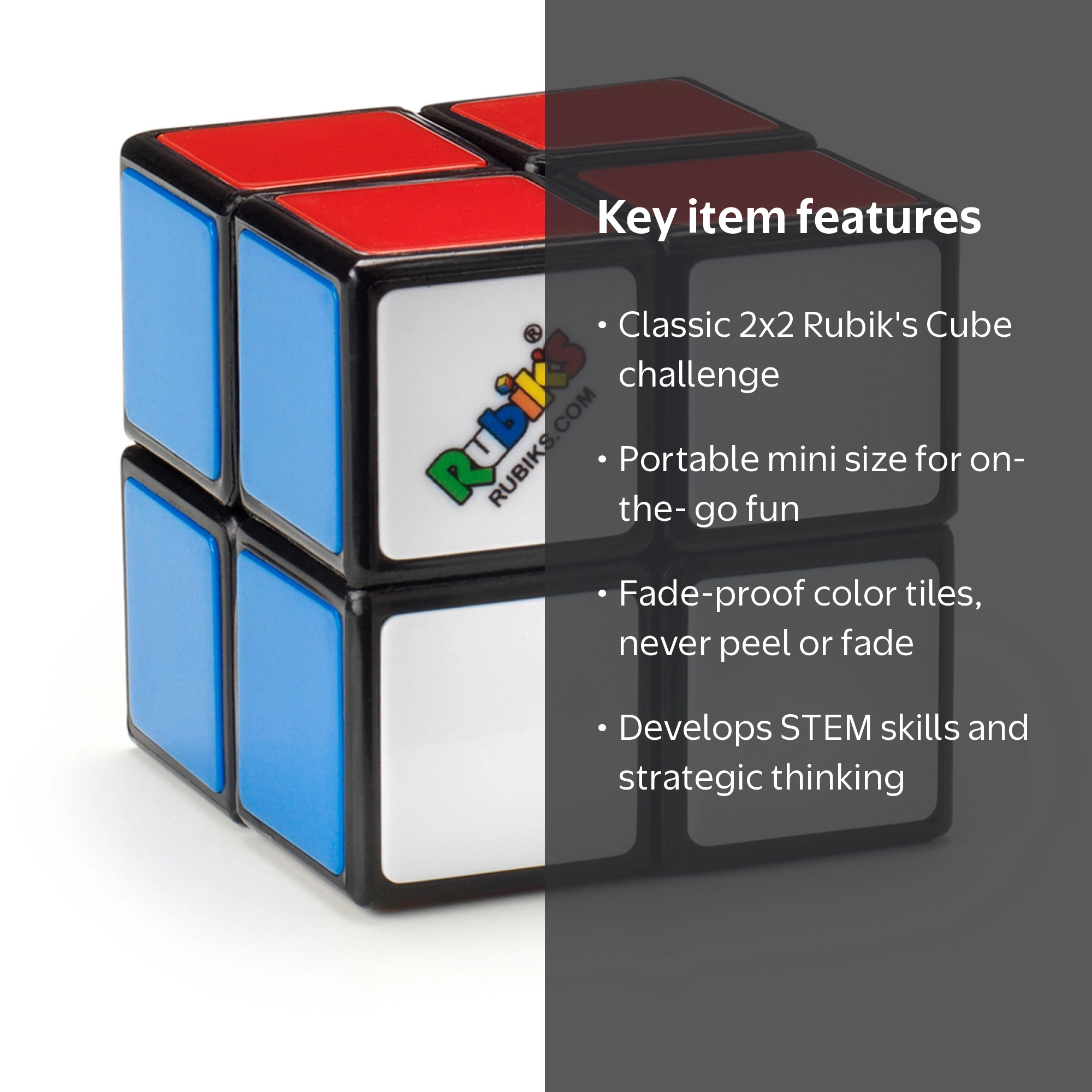 Rubik's Cube, Mini 2x2, Classic 3D Puzzle, Fidget Stress Reliever