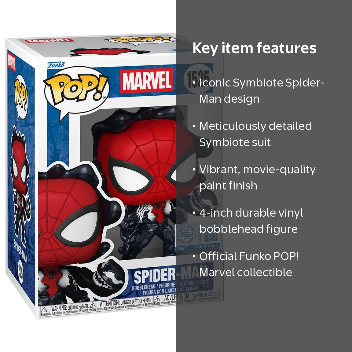 Funko, Marvel, Spider-Man Symbiote, Black Vinyl Bobblehead