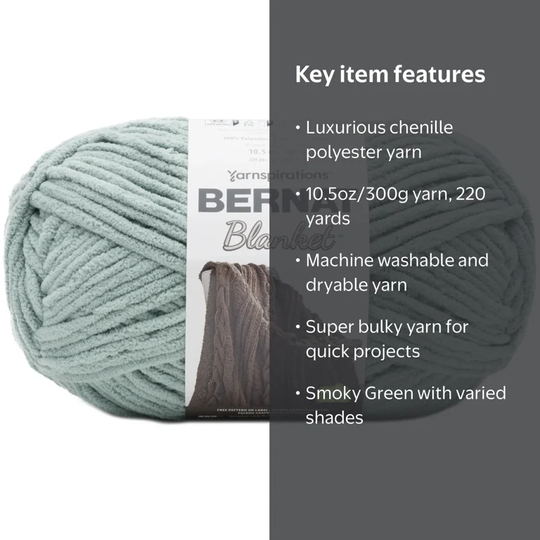 Bernat, Yarn Chunky Jumble Chenille Bulk, Smoky Green 10.5oz/300g