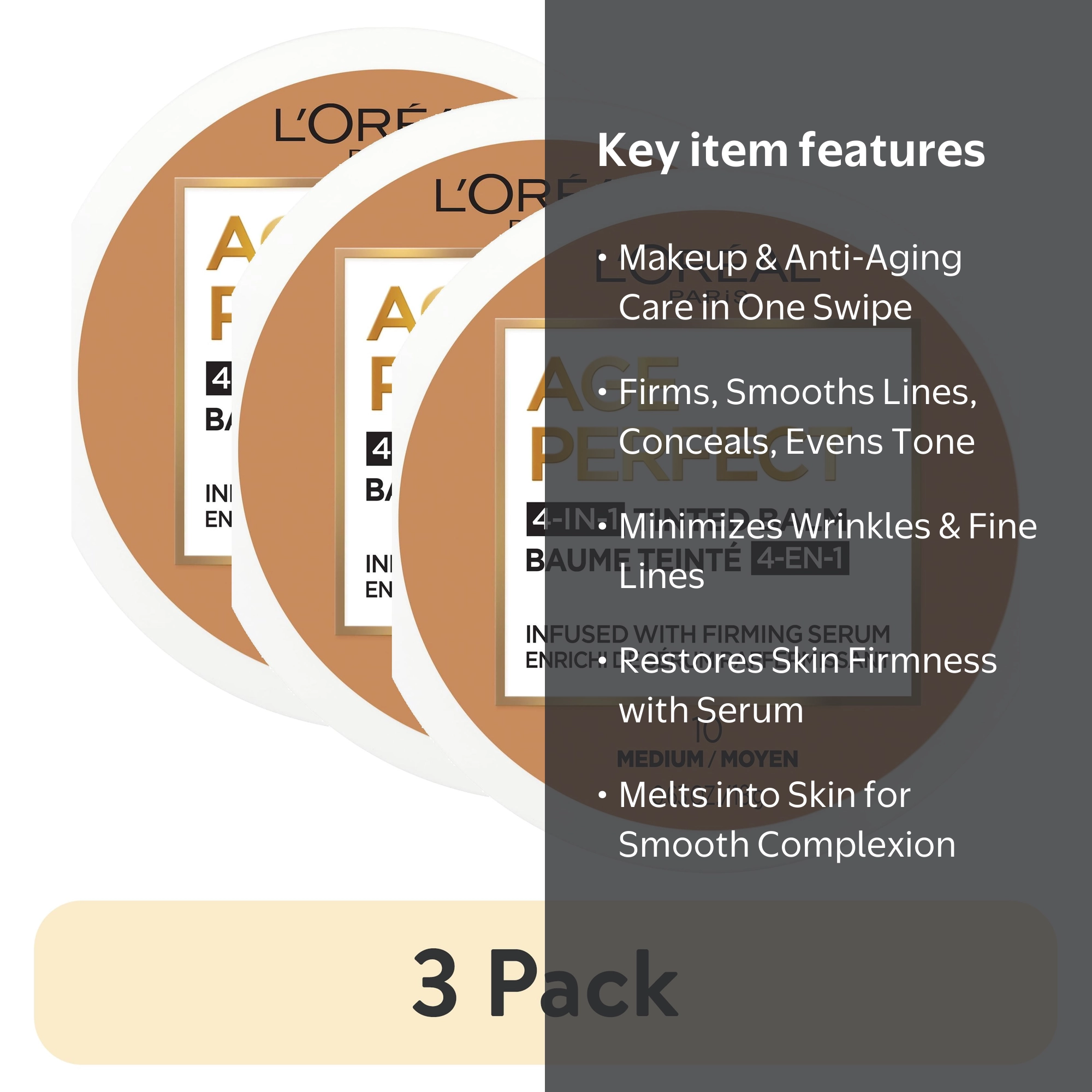 L'OREAL PARIS ★５NB × 1７★本日のみ大幅お値下げ！ 3 pack) L'Oreal Paris Age Perfect Balm Foundation Makeup, M10