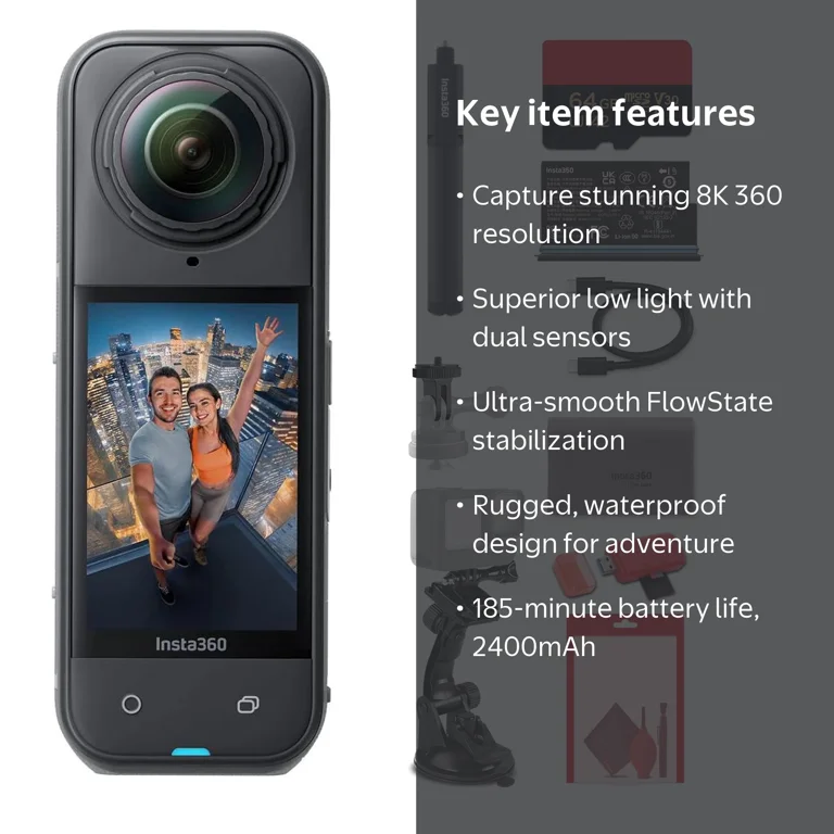 Insta360 X5 8K 360 Waterproof Action Camera | 1/1.28