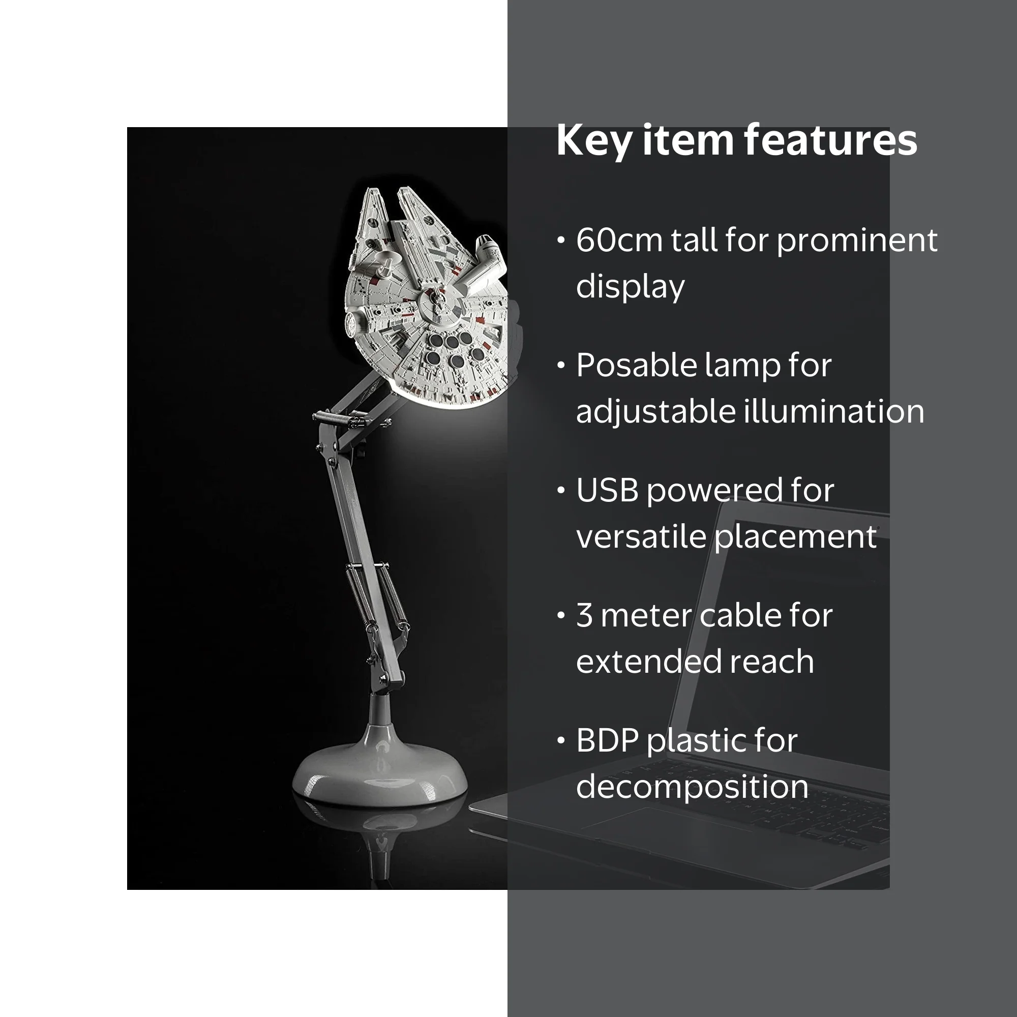 Paladone, Star Wars Millennium Falcon Desk Light, 60cm, Posable