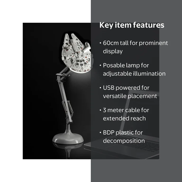 Paladone, Star Wars Millennium Falcon Desk Light, 60cm, Posable