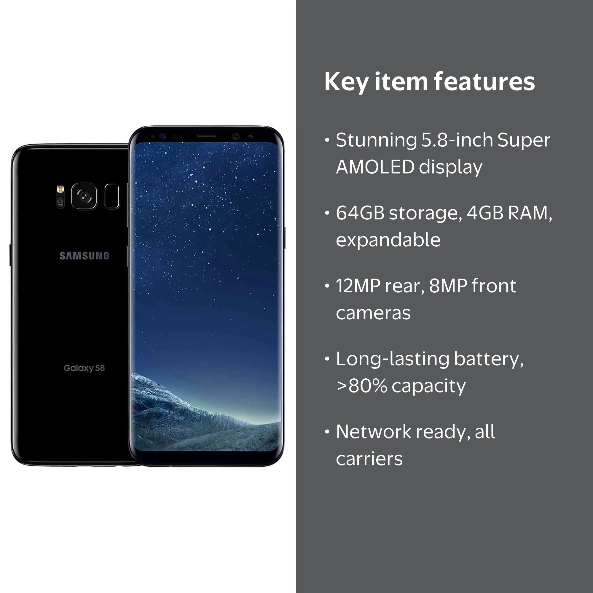 スマートフォン本体 SAMSUNG - Galaxy s8 Restored Samsung Galaxy S8 SM-G950U 64GB Factory Unlocked Android