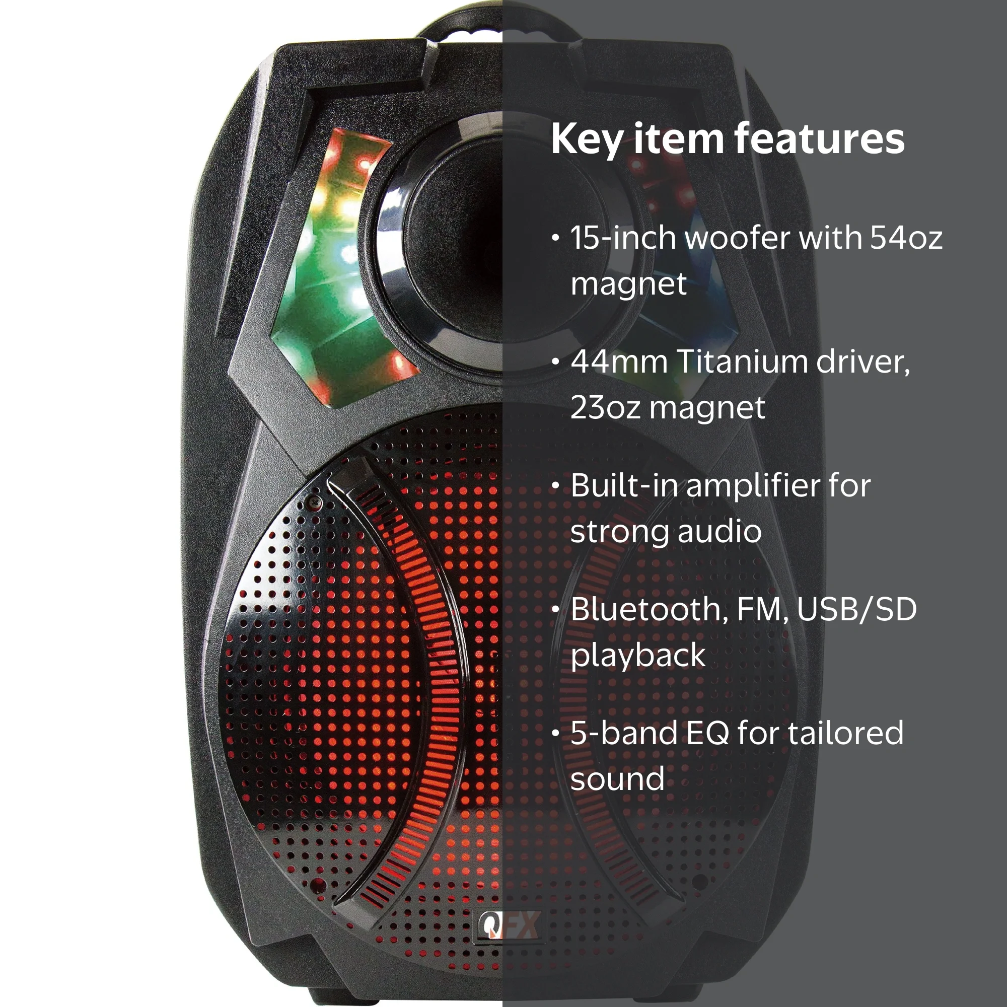 QFX SBX-1531 Powered Bluetooth Party Speaker with Wireless