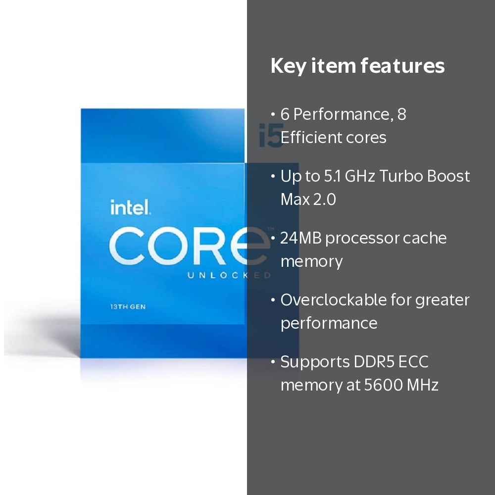 Intel Core i5-13600K Gaming Computer CPU - 3.5 GHz 14-Core LGA