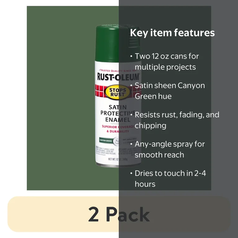 2 pack) Canyon Green, Rust-Oleum Stops Rust Protective Enamel
