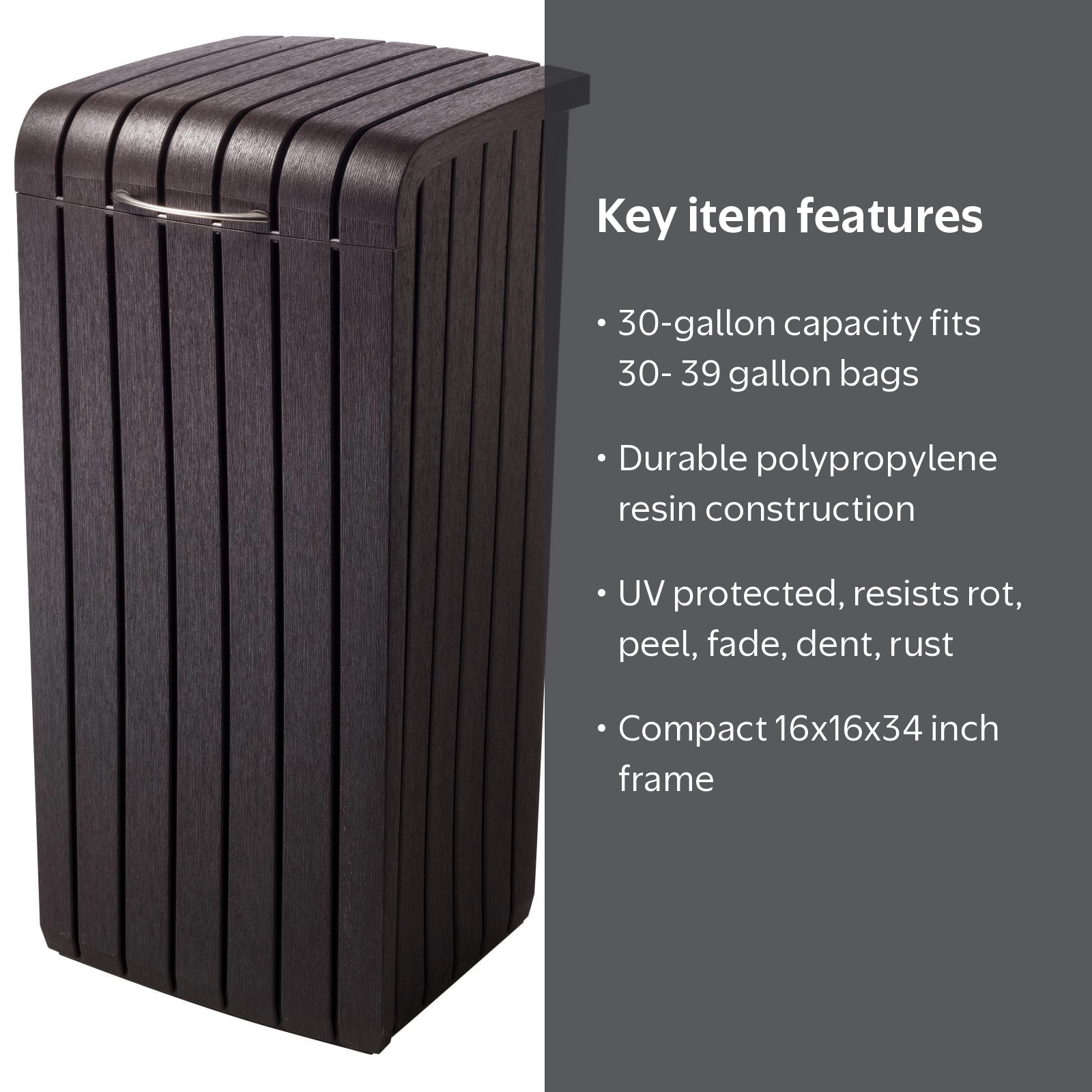 Keter Copenhagen 30-Gallon Resin Wood Plank-Style Outdoor Patio