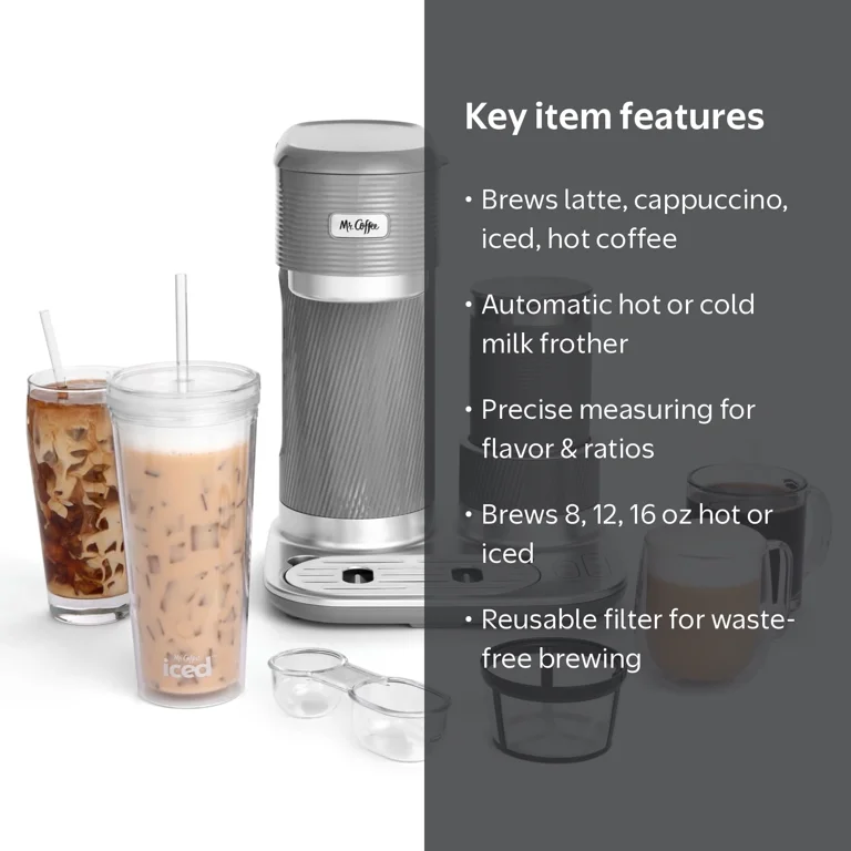 Mr. Coffee 4-in-1 Single-Serve Latte Lux, Iced, and Hot Coffee