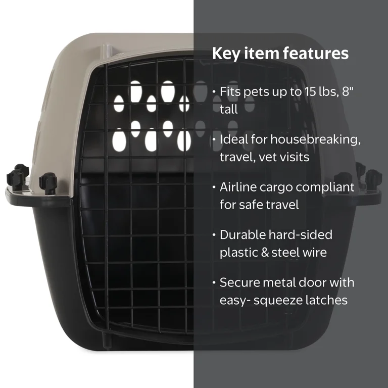 4 pack) Vibrant Life Small Plastic Hard-Sided Pet Carrier, Black