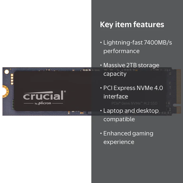 Crucial, Solid State Drive, 2TB, NVMe M.2 Internal - Walmart.com