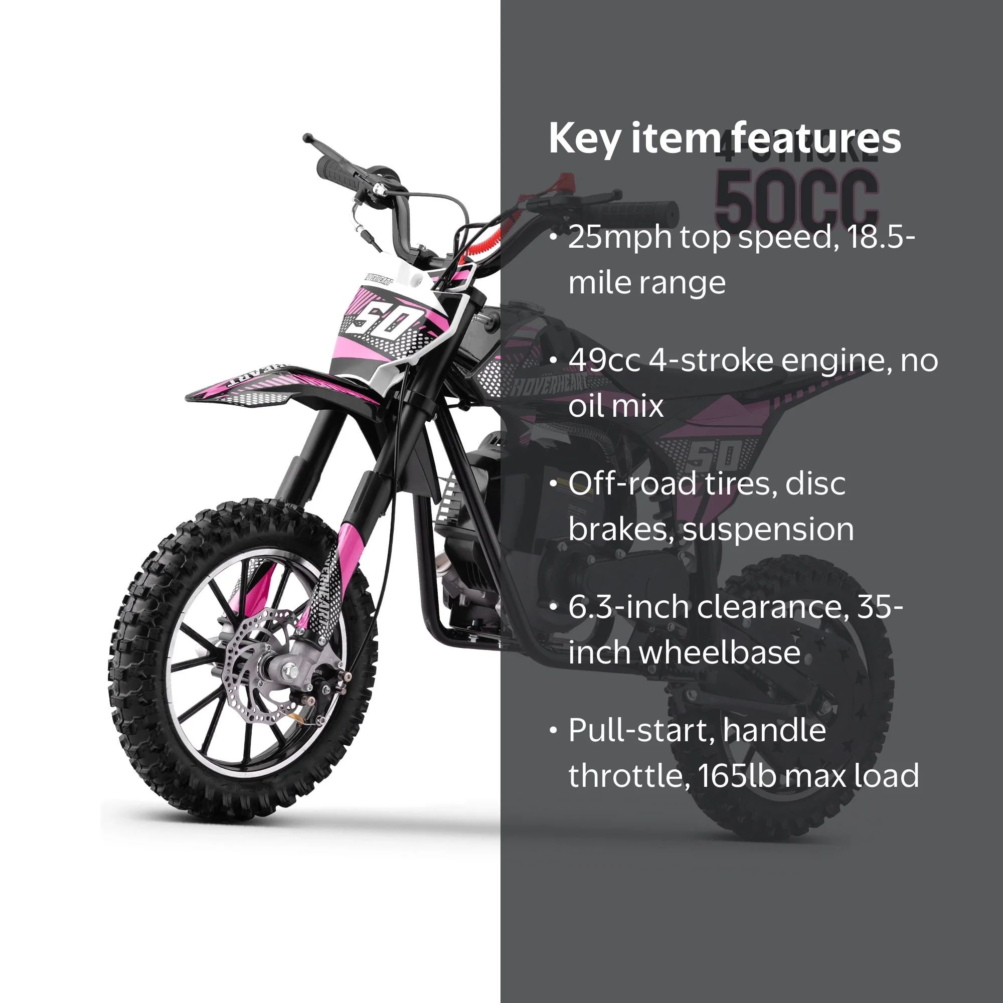 Hoverheart Gas Dirt Bike DB4S004 50cc 4-Stroke Gas Powered Mini