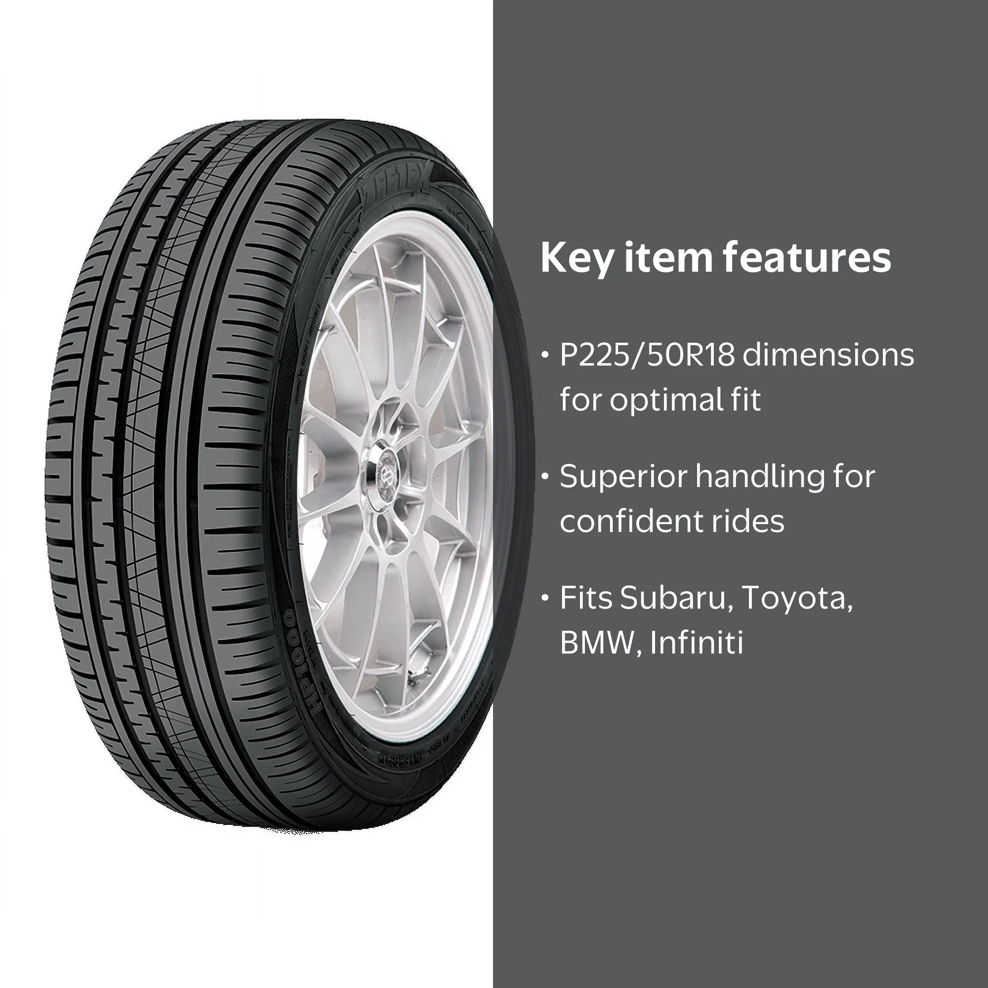 Free Shipping! Zeetex HP1000 P225/50R18 Tire with 40,000 Mile
