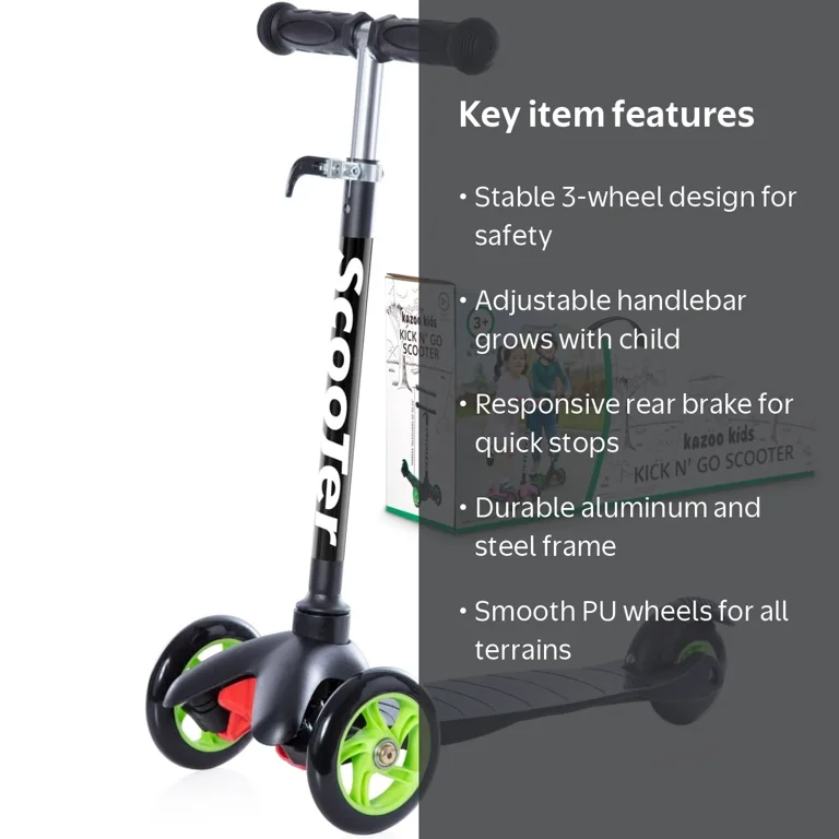 kitoo　3kg Kazoo Kids 3-Wheel Kick Scooter Step for Brake Deluxe Aluminum